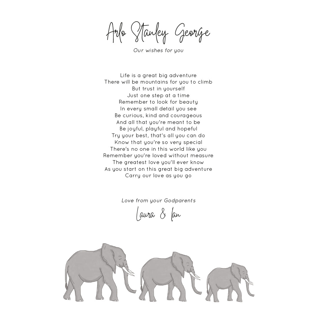 Personalised Elephant Print from Godparents