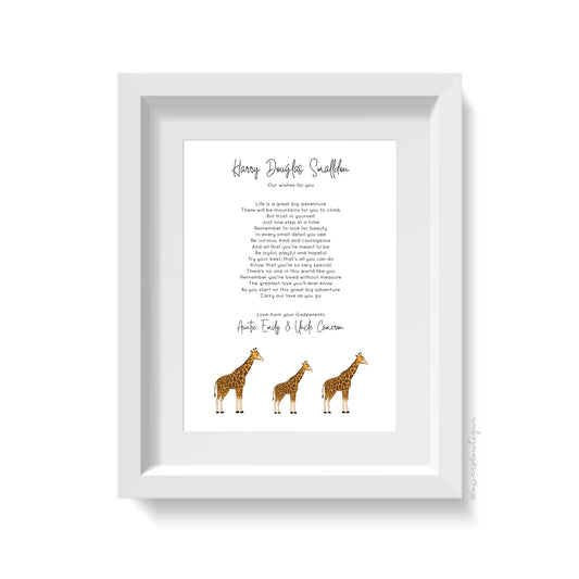 Personalised Giraffe Print from Godparents